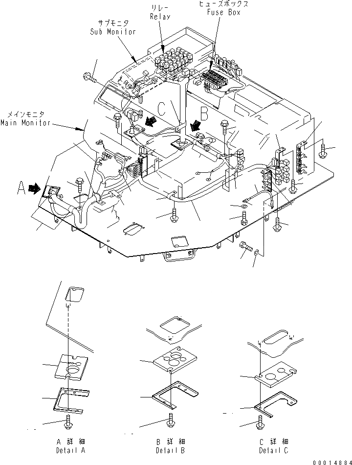Схема запчастей Komatsu WA700-3 - ПОЛ (ОСНОВН. КОНСТРУКЦИЯ Э/ПРОВОДКА) КАБИНА ОПЕРАТОРА И СИСТЕМА УПРАВЛЕНИЯ