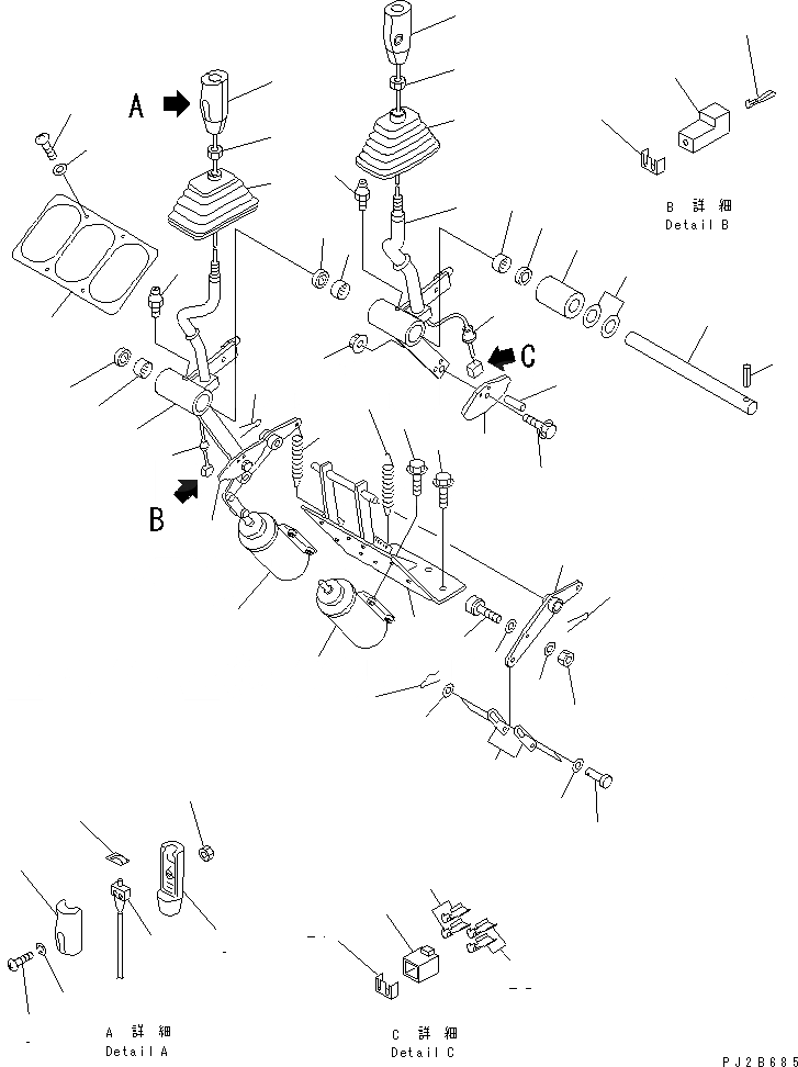 Схема запчастей Komatsu WA700-3 - УПРАВЛЕНИЕ ПОГРУЗКОЙ (РЫЧАГ УПРАВЛЕНИЯ РАБОЧИМ ОБОРУДОВАНИЕМ) (С ПОГРУЗ. METER) КАБИНА ОПЕРАТОРА И СИСТЕМА УПРАВЛЕНИЯ