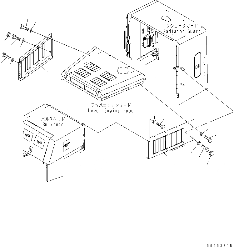 Схема запчастей Komatsu WA700-3 - КАПОТ (ВЕРХН.  КАПОТ)(№-) ЧАСТИ КОРПУСА