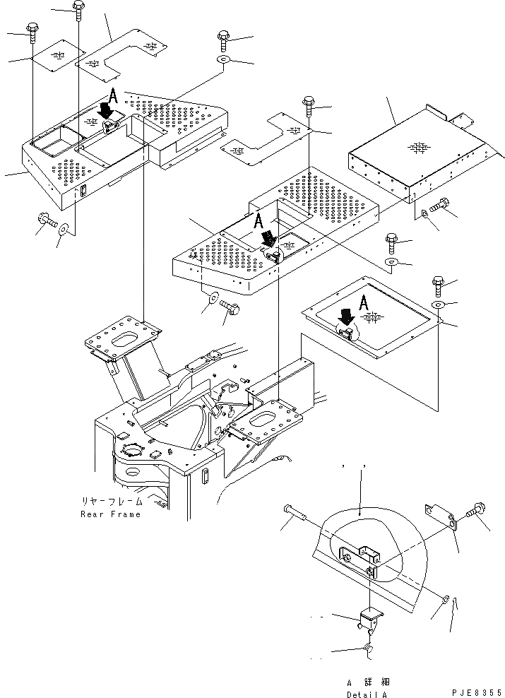 Схема запчастей Komatsu WA700-3 - КРЫЛО И ЛЕСТНИЦА (КАБИНА )(№-) ЧАСТИ КОРПУСА
