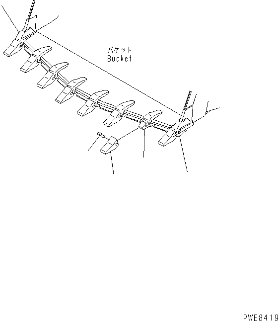 Схема запчастей Komatsu WA700-3 - ЗУБЬЯ(ГОРИЗОНТАЛЬН. ПАЛЕЦ¤ АДАПТЕР WELDED TOOTH) (ДЛЯ ИЗВЕСТНЯКА) РАБОЧЕЕ ОБОРУДОВАНИЕ