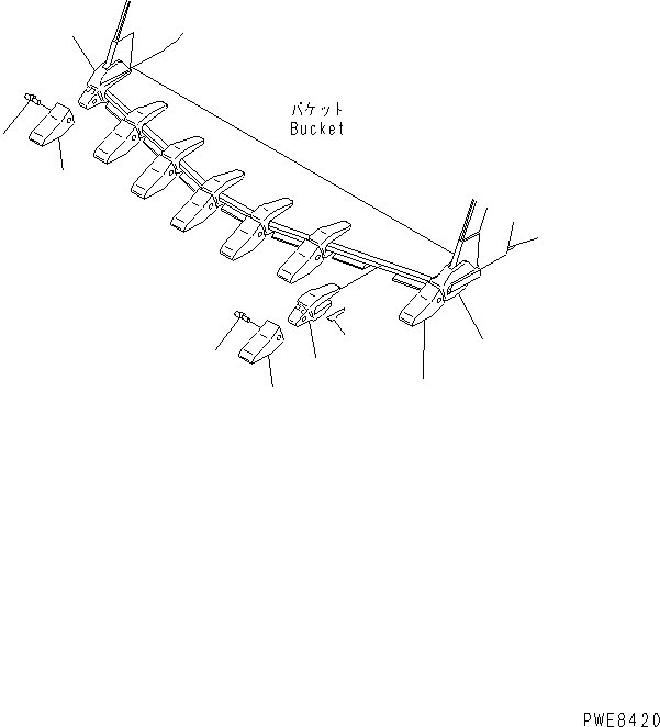 Схема запчастей Komatsu WA700-3 - ЗУБЬЯ(ГОРИЗОНТАЛЬН. ПАЛЕЦ¤ АДАПТЕР WELDED TOOTH) (УДЛИНН. LIFE) РАБОЧЕЕ ОБОРУДОВАНИЕ