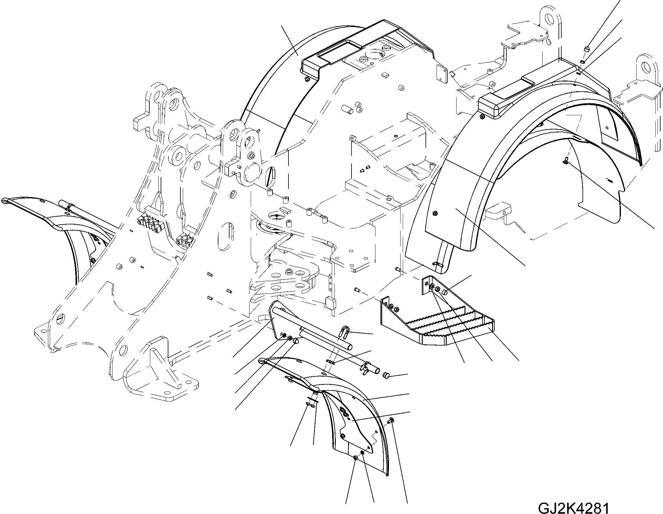 Схема запчастей Komatsu WA70-5 - КРЫЛО РАМА