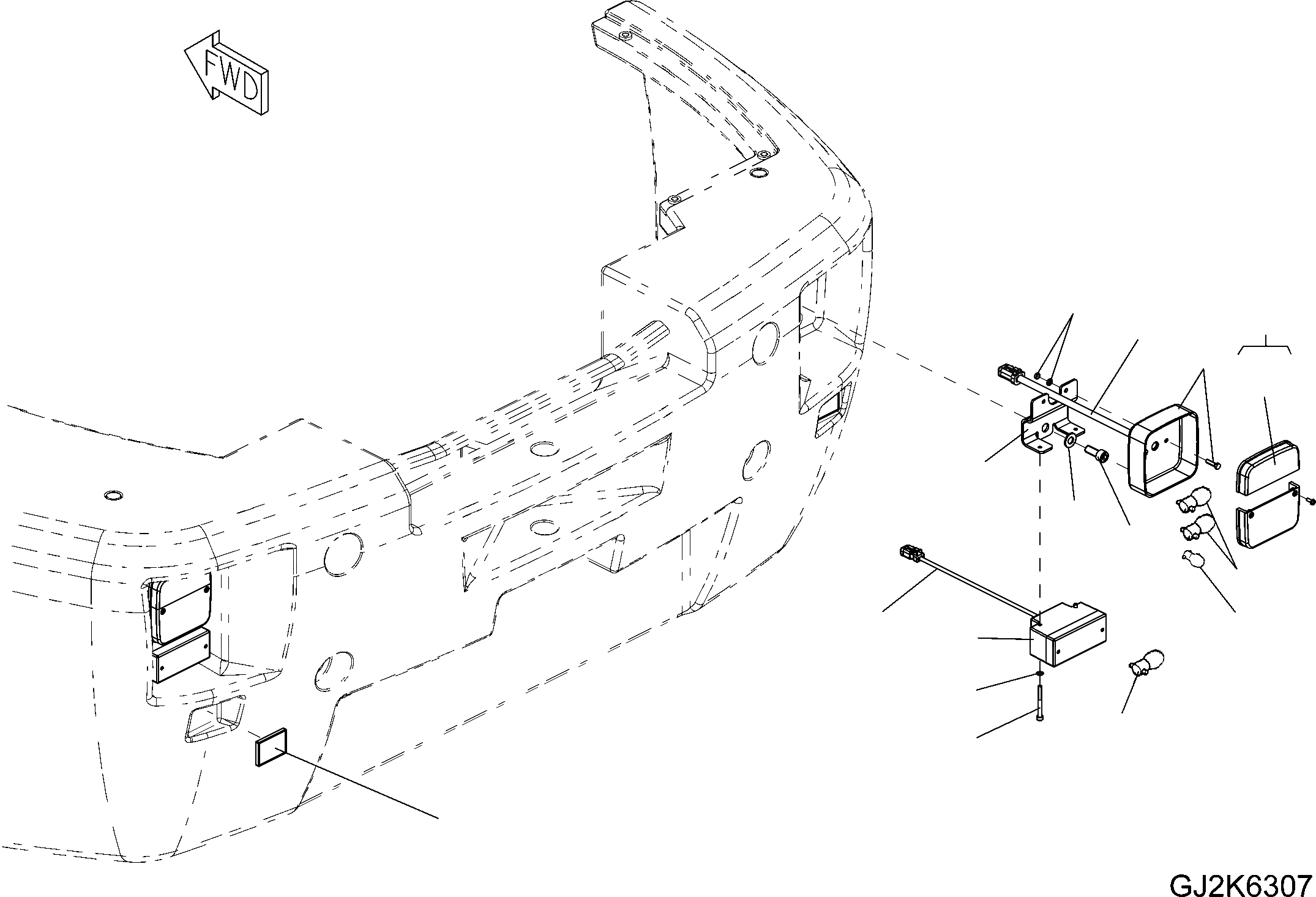 Схема запчастей Komatsu WA70-6 - ЗАДН. LIGHT E ЭЛЕКТРИКА