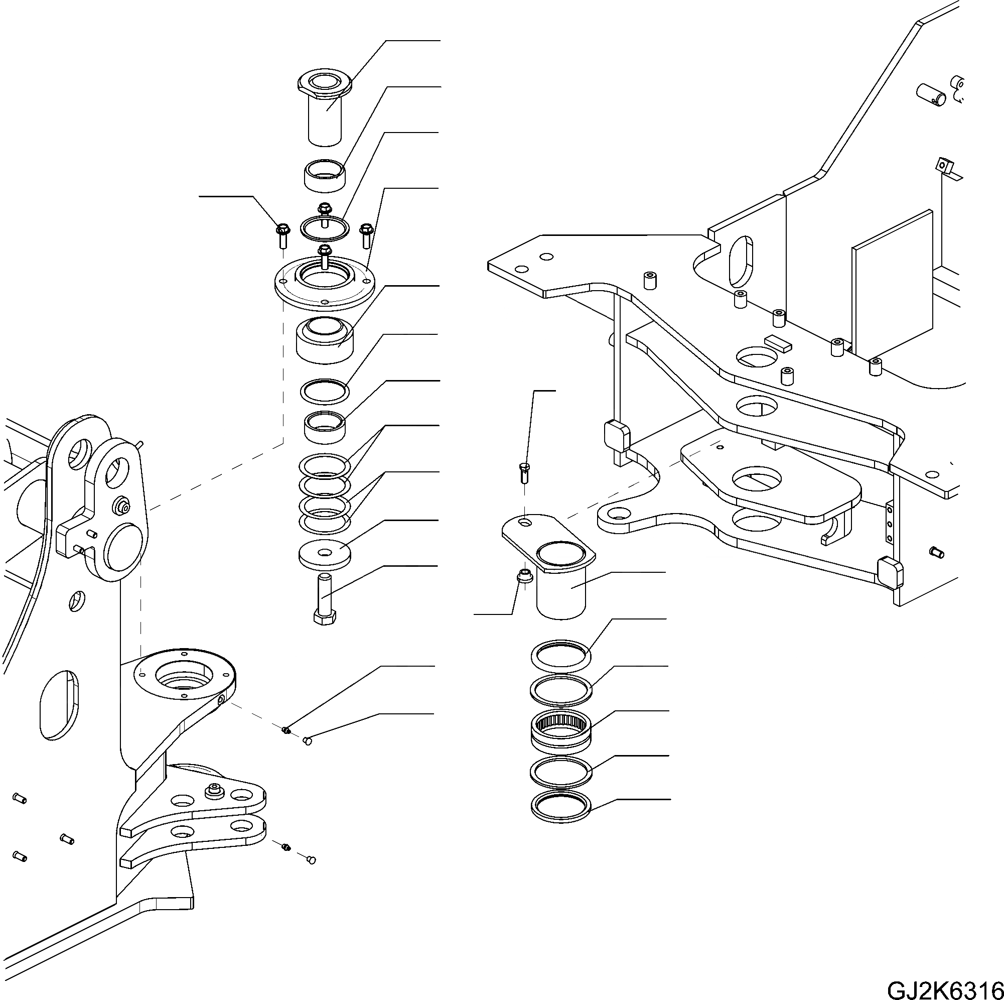 Схема запчастей Komatsu WA70-6 - HINGE ПАЛЕЦ J ОСНОВНАЯ РАМА И ЕЕ ЧАСТИ