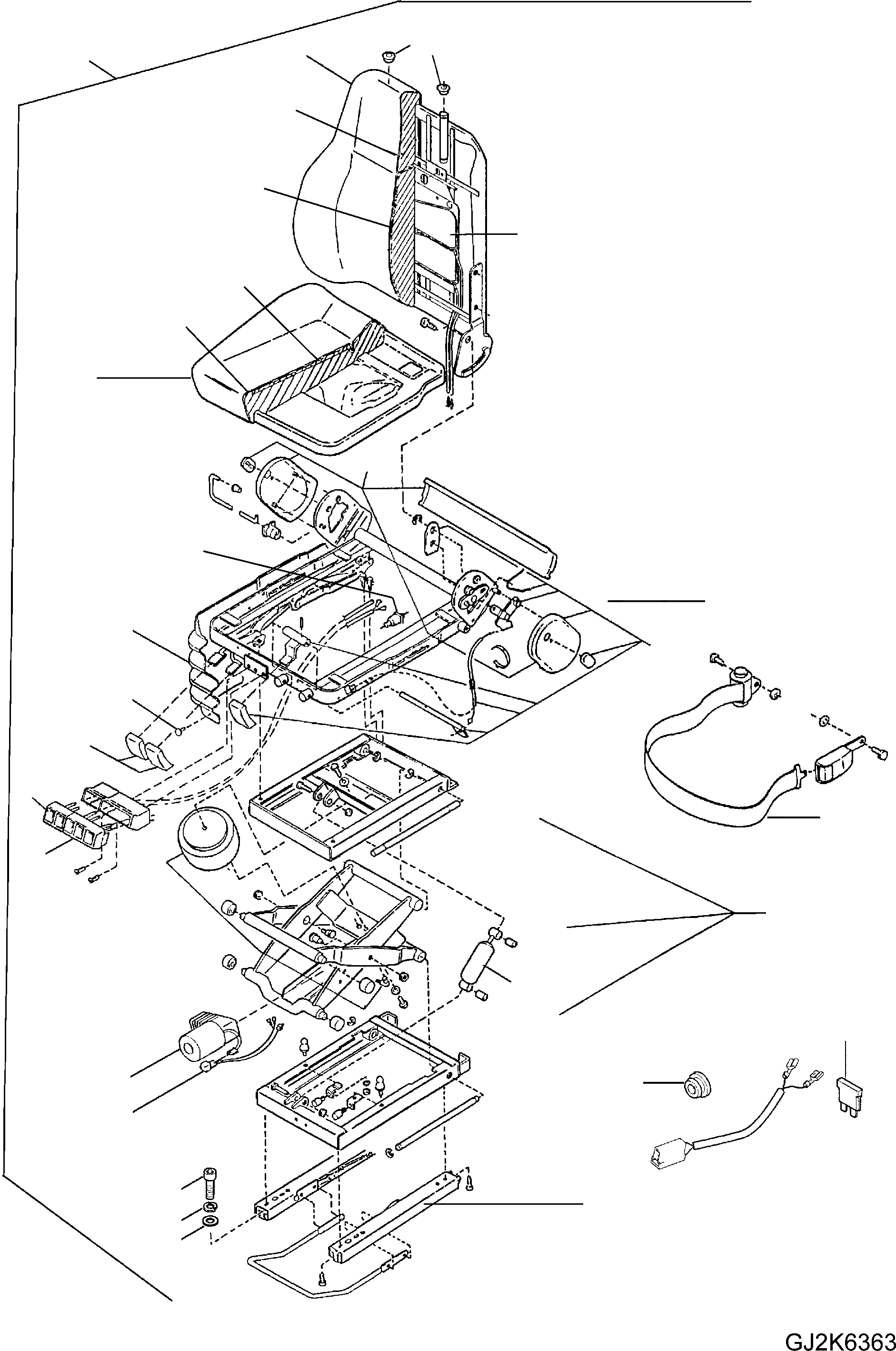 Схема запчастей Komatsu WA70-6 - OPERATOR СИДЕНЬЕ (С ВОЗД. ПОДВЕСКА И ОБОГРЕВАТЕЛЬ.) K OPERATORґS ОБСТАНОВКА И СИСТЕМА УПРАВЛЕНИЯ