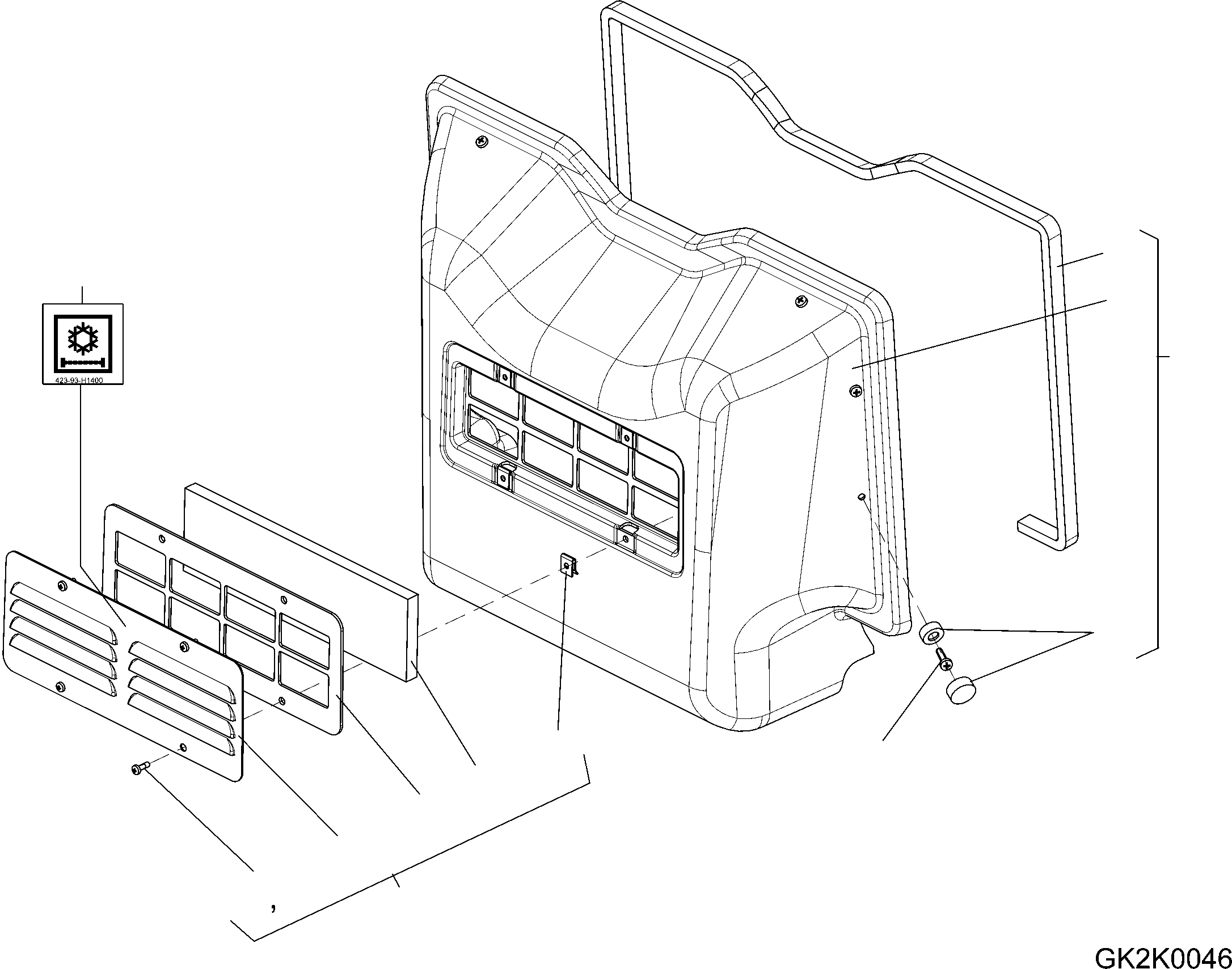 Схема запчастей Komatsu WA70-6 - ОБОГРЕВАТЕЛЬ. (COVER) K OPERATORґS ОБСТАНОВКА И СИСТЕМА УПРАВЛЕНИЯ