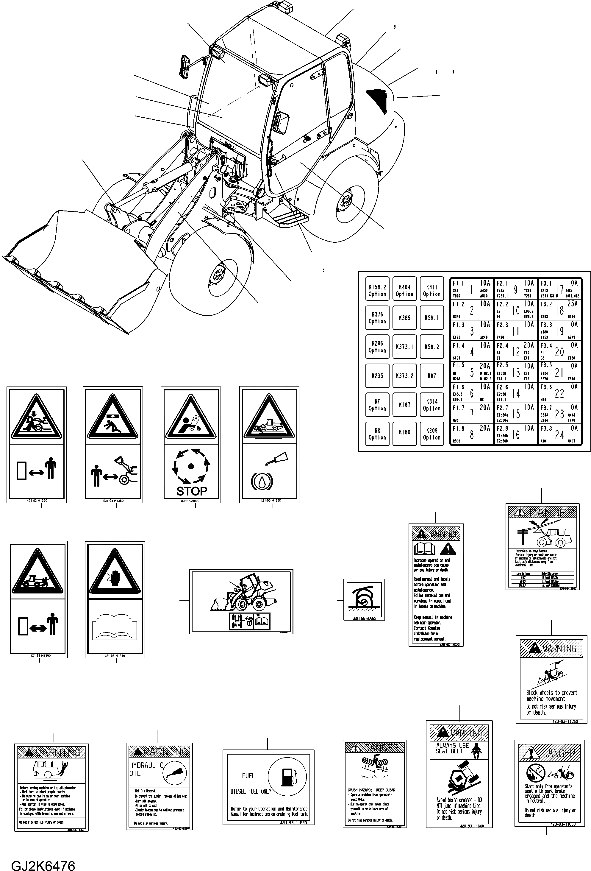 Схема запчастей Komatsu WA70-6 - ТАБЛИЧКИ (США) (/) U МАРКИРОВКА