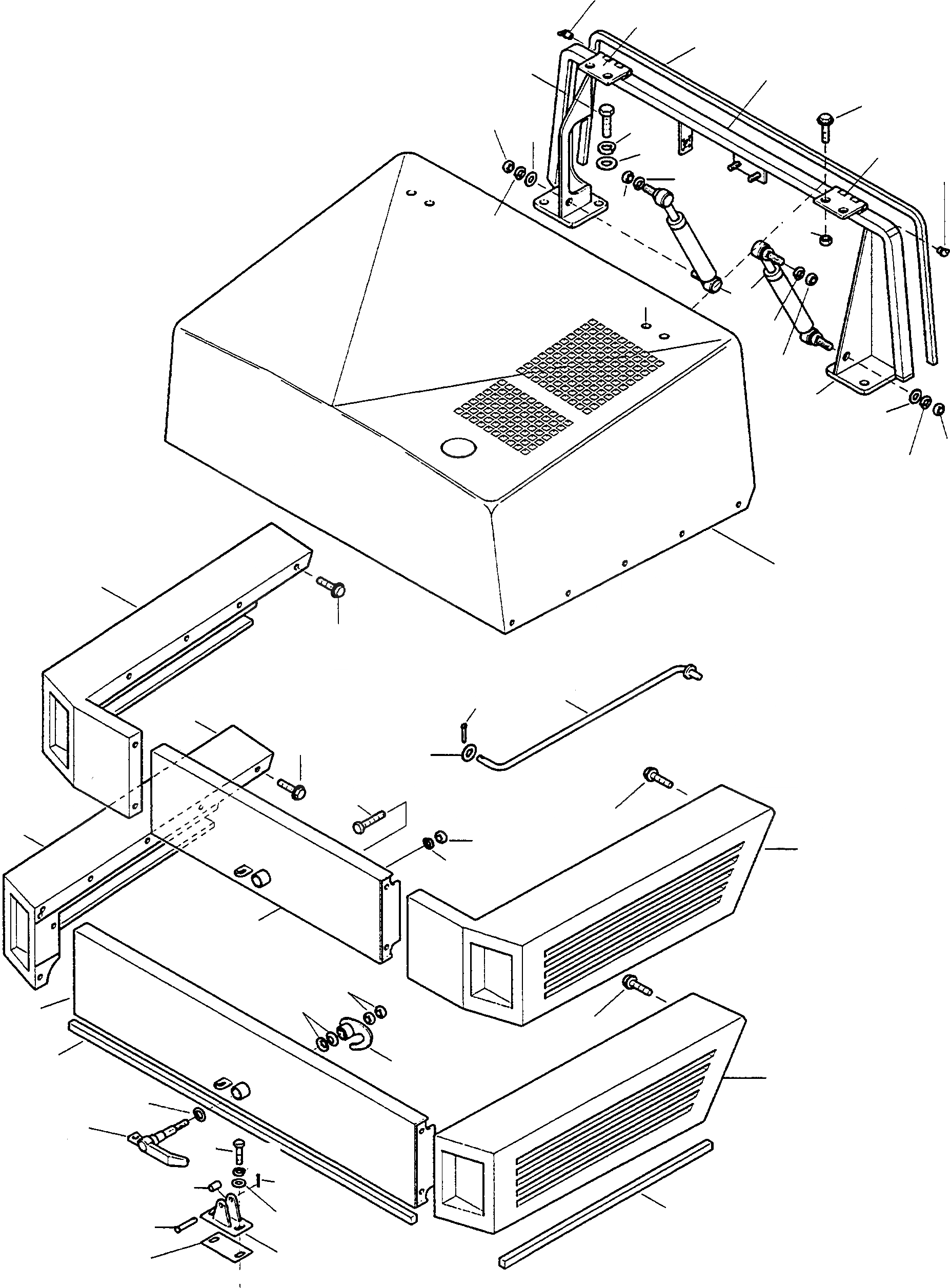 Схема запчастей Komatsu WA75-1 - ЗАЩИТА РАДИАТОРА AND КРЫШКА, EXECUTION I РАМА