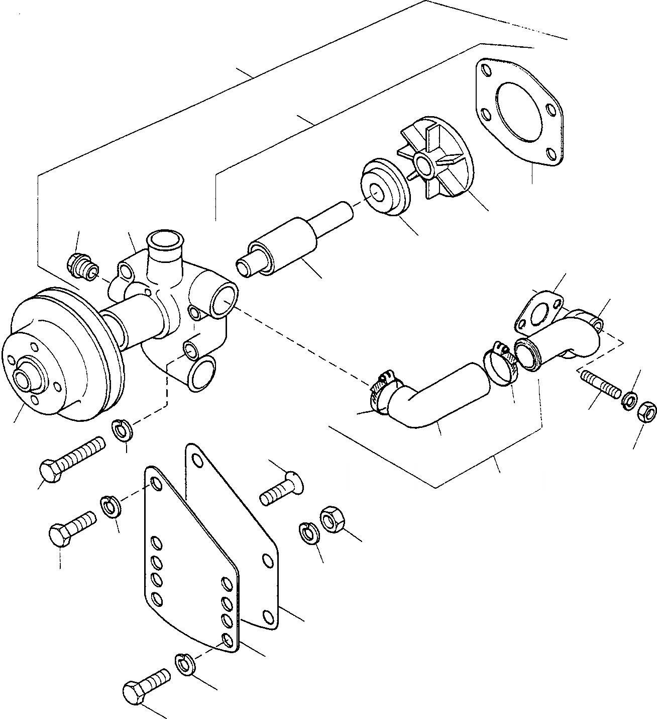 Схема запчастей Komatsu WA75-1S - ВОДЯНАЯ ПОМПА ДВИГАТЕЛЬ, КРЕПЛЕНИЕ ДВИГАТЕЛЯ