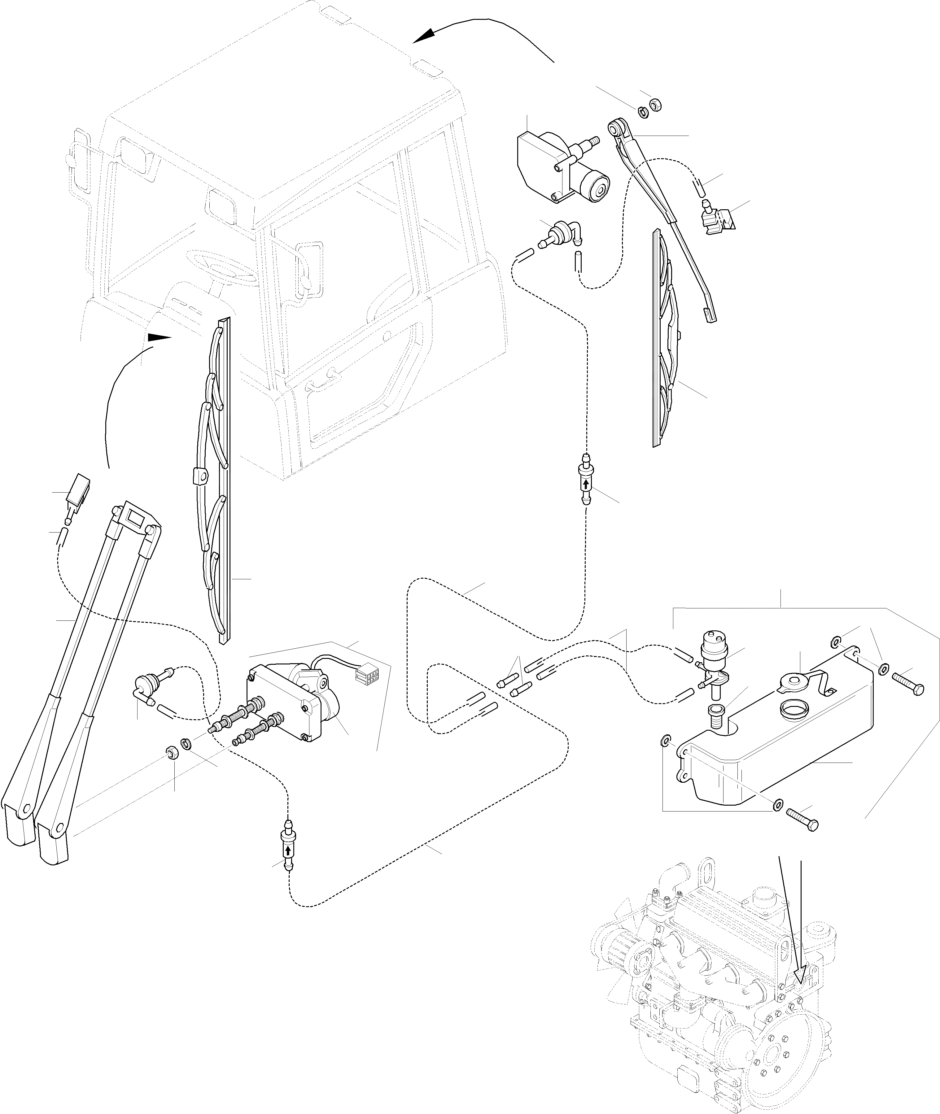 Схема запчастей Komatsu WA75-3 - WINDЗАЩИТН. ДВОРНИКИ-ОМЫВАТЕЛЬ СИСТЕМА ЭЛЕКТРИЧ. СИСТЕМА