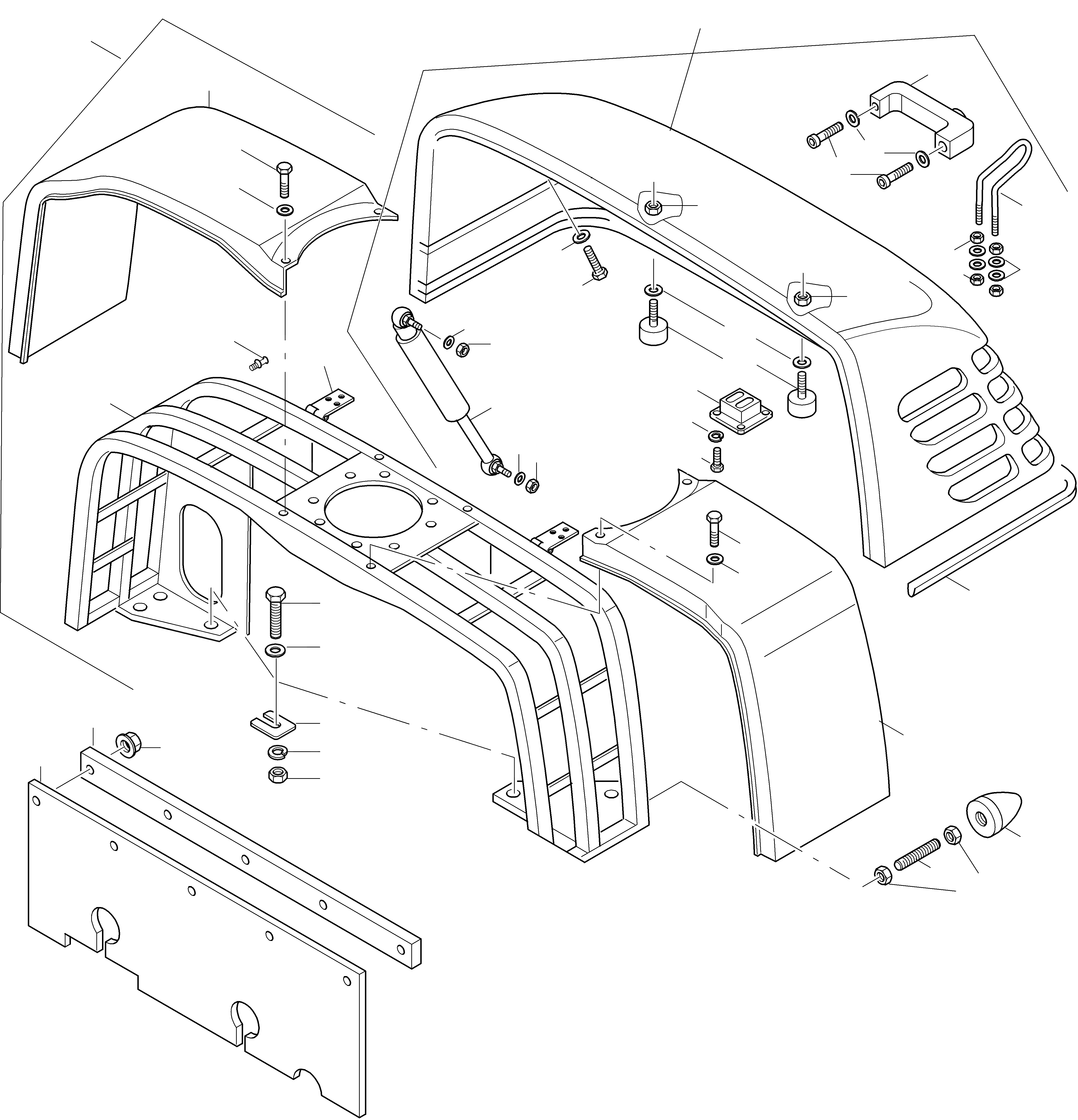 Схема запчастей Komatsu WA75-3 FLEET - ЗАЩИТА РАДИАТОРА AND КРЫШКА РАМА