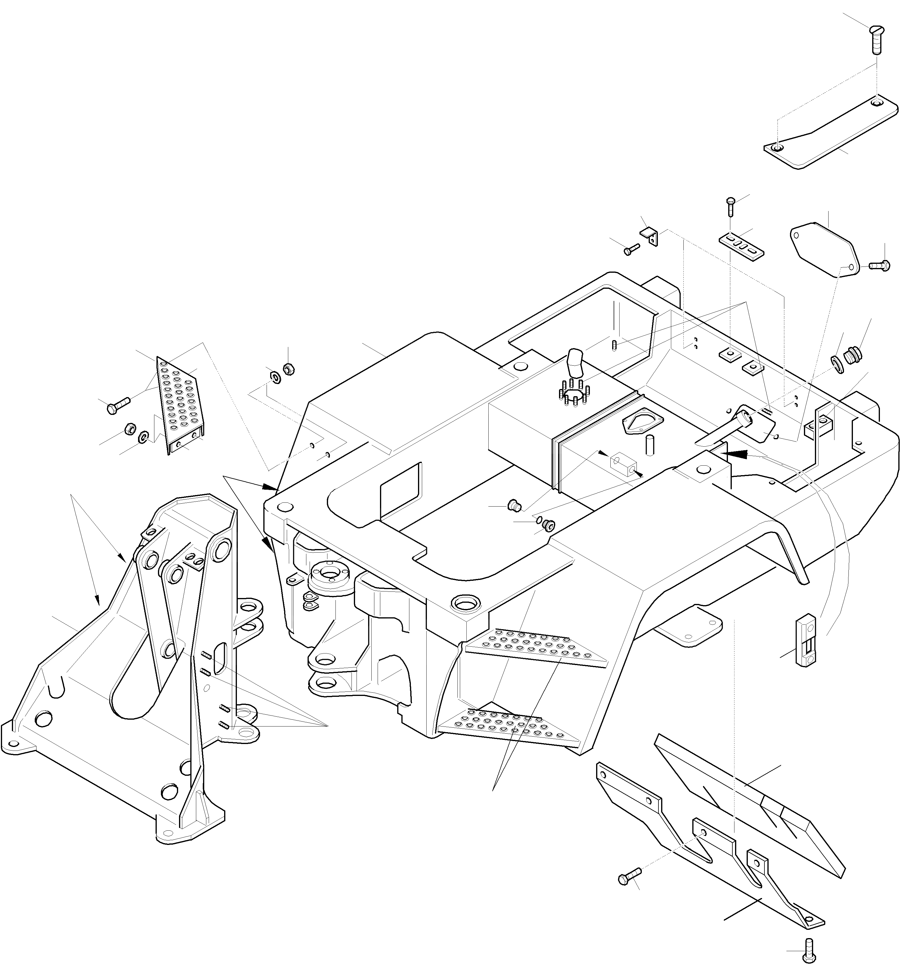 Схема запчастей Komatsu WA75-3 FLEET - РАМА, ПЕРЕДН. И ЗАДН. РАМА