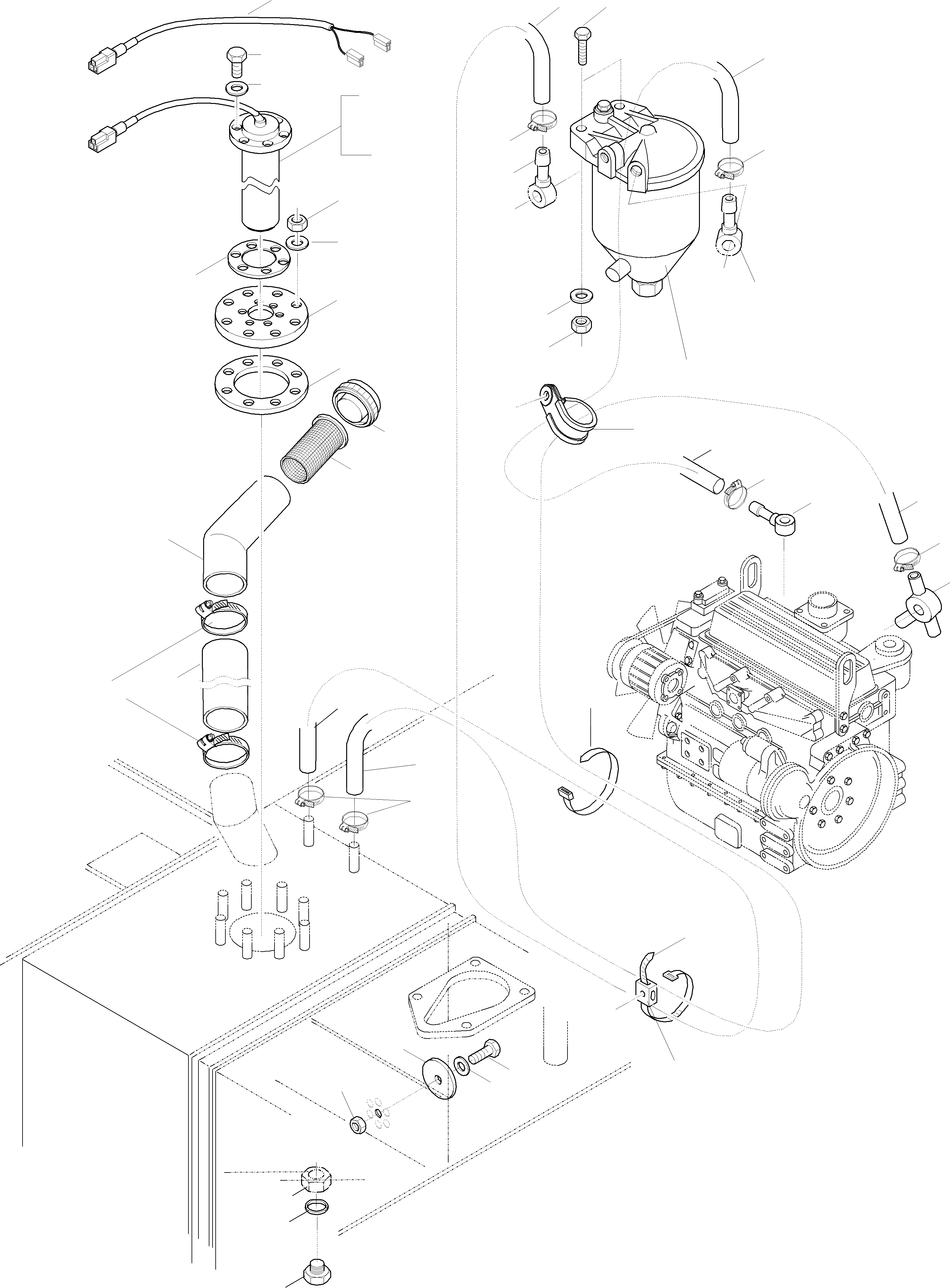 Схема запчастей Komatsu WA75-3 FLEET - ТОПЛИВН. СИСТЕМА, PRE ФИЛЬТР. ДВИГАТЕЛЬ, КРЕПЛЕНИЕ ДВИГАТЕЛЯ