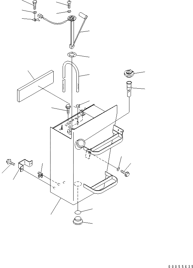 Схема запчастей Komatsu WA80-3 - ТОПЛИВН. БАК. (С ТАХОГРАФОМ)(№-) ТОПЛИВН. БАК. AND КОМПОНЕНТЫ