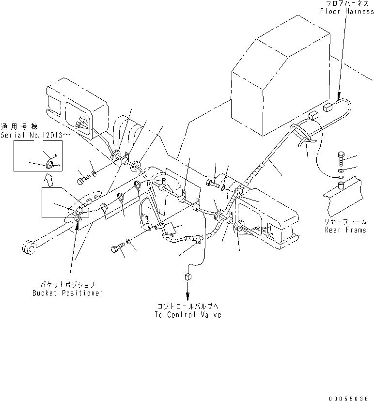 Схема запчастей Komatsu WA80-3 - ПРОВОДКА (ПЕРЕДН. РАМА)(№-) ЭЛЕКТРИКА
