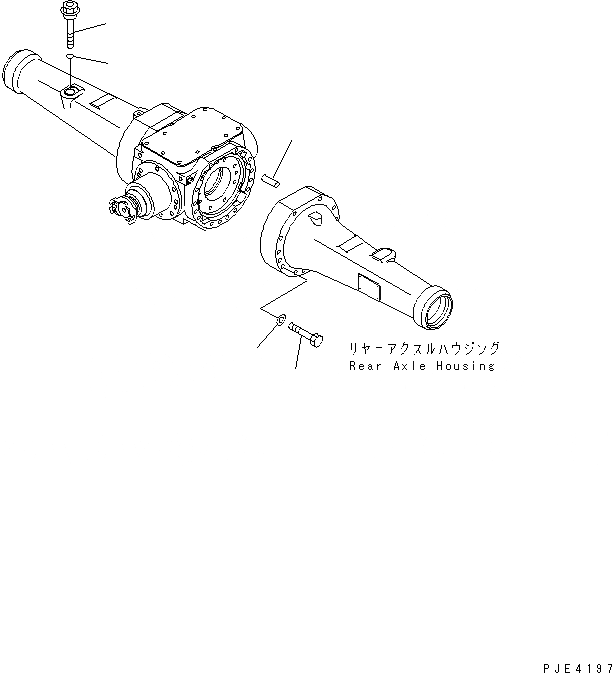 Схема запчастей Komatsu WA80-3 - ЗАДН. МОСТ (КРЕПЛЕНИЕ КОЖУХА МОСТА) СИЛОВАЯ ПЕРЕДАЧА
