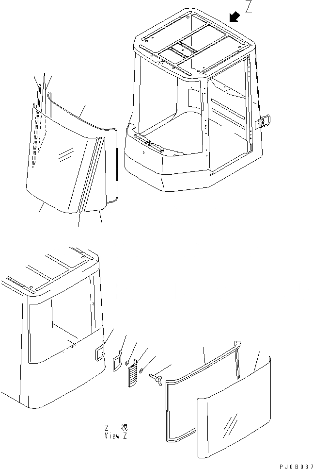 Схема запчастей Komatsu WA80-3 - КАБИНА (ОКНА) (ДЛЯ SNOW ОТВАЛ)(№-) OPERATIORS ОБСТАНОВКА И СИСТЕМА УПРАВЛЕНИЯ