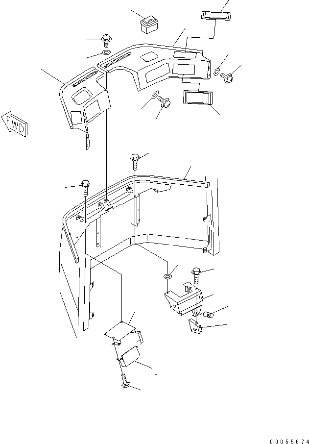 Схема запчастей Komatsu WA80-3 - КАБИНА (ПЕРЕДН. ЧАСТИ ИНТЕРЬЕРА) (С РАДИО)(№-) OPERATIORS ОБСТАНОВКА И СИСТЕМА УПРАВЛЕНИЯ