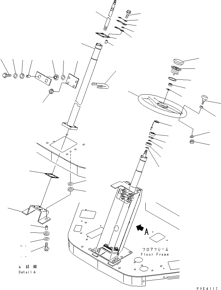 Схема запчастей Komatsu WA80-3 - РУЛЕВОЕ КОЛЕСО И РУЛЕВ. КОЛОНКА OPERATIORS ОБСТАНОВКА И СИСТЕМА УПРАВЛЕНИЯ