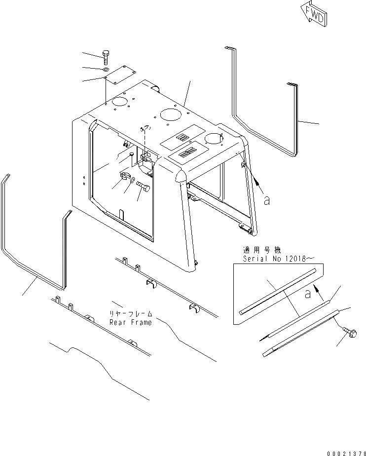 Схема запчастей Komatsu WA80-3 - КАПОТ (ДЛЯ D ТИП РАДИАТОР)(№-) ЧАСТИ КОРПУСА