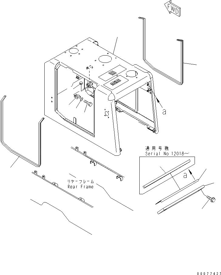 Схема запчастей Komatsu WA80-3 - КАПОТ (ДЛЯ D ТИП РАДИАТОР И ПРЕФИЛЬТР)(№-) ЧАСТИ КОРПУСА