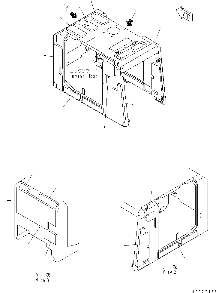 Схема запчастей Komatsu WA80-3 - КАПОТ (ЩИТКИ) (СПЕЦ-Я LIVESTOCK RAISING) (ДЛЯ ЗАДН. РАБОЧ. ОСВЕЩЕНИЕ)(№-) ЧАСТИ КОРПУСА