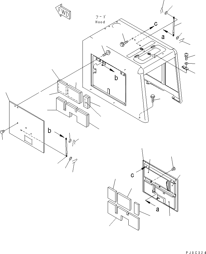 Схема запчастей Komatsu WA80-3 - КАПОТ (ДВЕРЦЫ КАПОТА) (СПЕЦ-Я LIVESTOCK RAISING)(№-) ЧАСТИ КОРПУСА