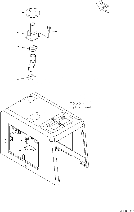 Схема запчастей Komatsu WA80-3 - КАПОТ (УДЛИНН. ВПУСК ВОЗДУХА)(№-) ЧАСТИ КОРПУСА