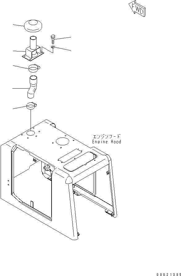 Схема запчастей Komatsu WA80-3 - КАПОТ (УДЛИНН. ВПУСК ВОЗДУХА)(№-) ЧАСТИ КОРПУСА