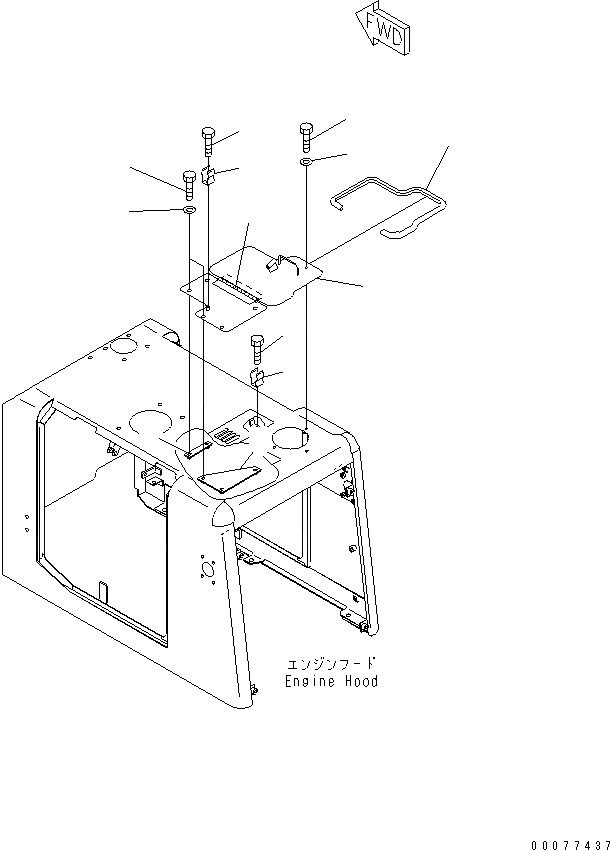 Схема запчастей Komatsu WA80-3 - КАПОТ (SNOW ЗАЩИТА COVER)(№-) ЧАСТИ КОРПУСА