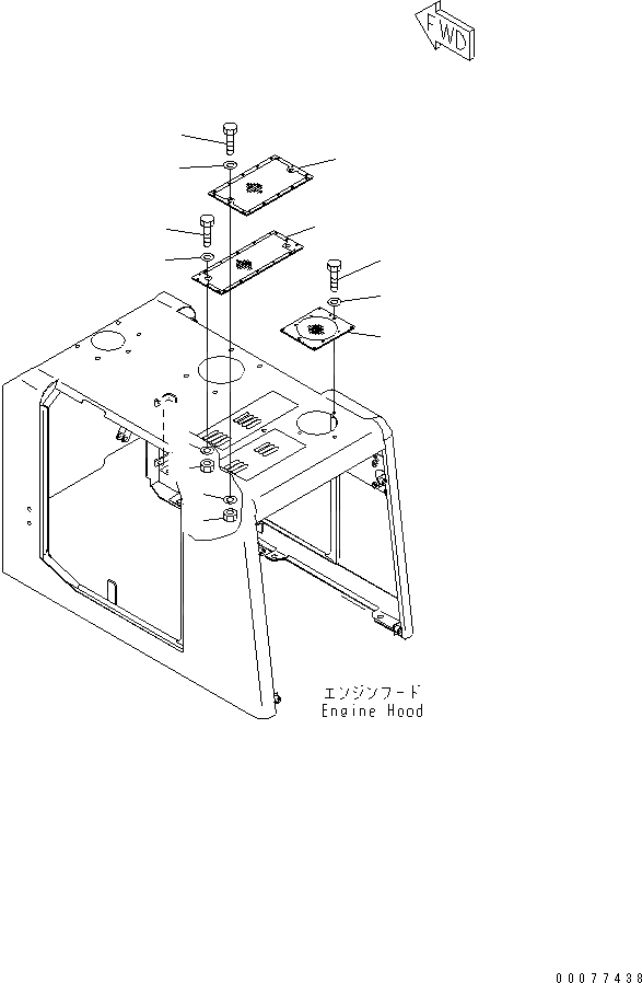 Схема запчастей Komatsu WA80-3 - КАПОТ (FIRE ЗАЩИТА NET)(№-) ЧАСТИ КОРПУСА