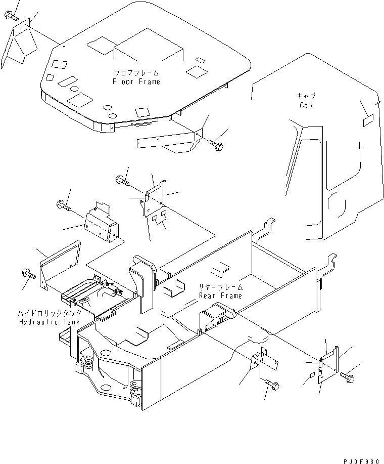 Схема запчастей Komatsu WA80-3 - НИЖН. ЧАСТЬ КАБИНЫ(С КОНДИЦИОНЕРОМ) ЧАСТИ КОРПУСА
