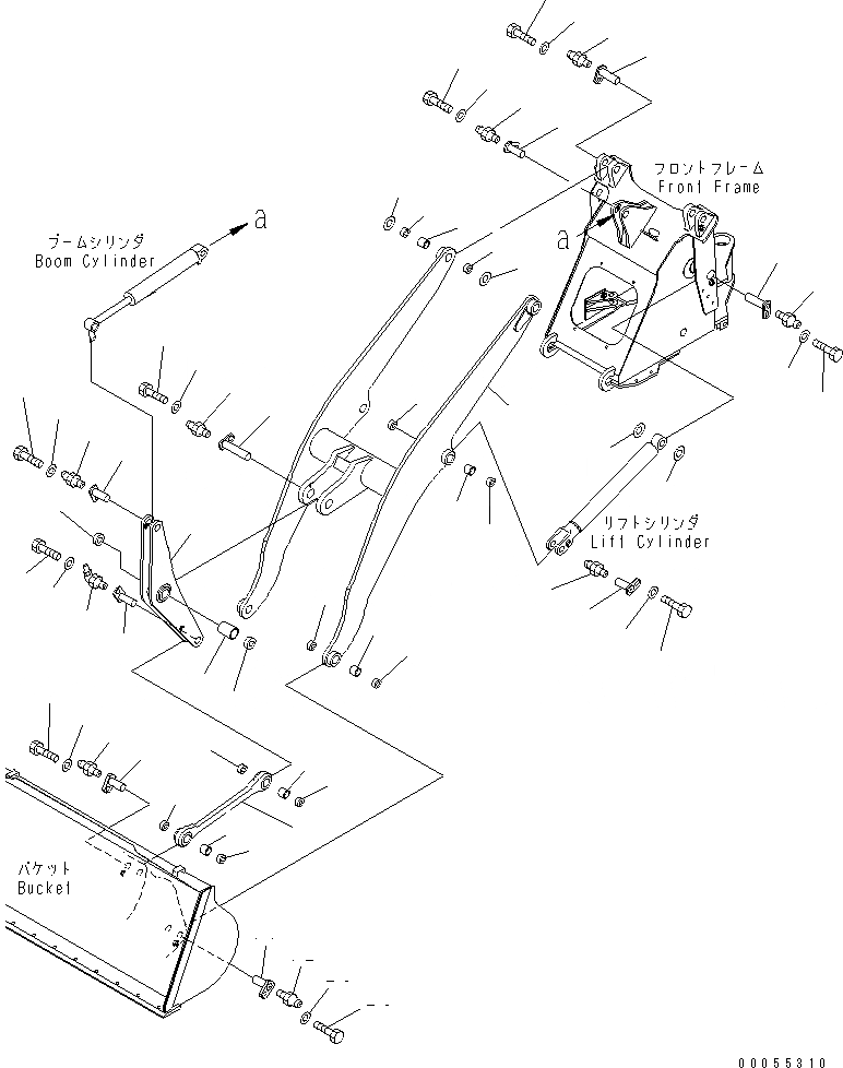Схема запчастей Komatsu WA80-3 - РУКОЯТЬ И КОЛЕНЧАТЫЙ РЫЧАГ (ВЫСОК. ПОДЪЕМ РУКОЯТЬ) РАБОЧЕЕ ОБОРУДОВАНИЕ