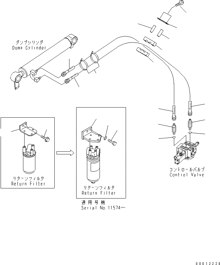 Схема запчастей Komatsu WA80-3-SW - ГИДРАВЛ ЛИНИЯ (ЛИНИЯ ГИДРОЦИЛИНДРА КОВША) (ДЛЯ HI LIFT)(№-) ГИДРАВЛИКА