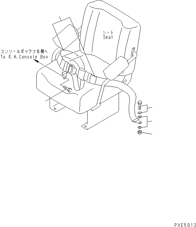 Схема запчастей Komatsu WA80-3-SW - РЕМЕНЬ БЕЗОПАСНОСТИ (ЖЕСТК. КРЕСЛО) (С НАВЕСОМ) OPERATIORS ОБСТАНОВКА И СИСТЕМА УПРАВЛЕНИЯ