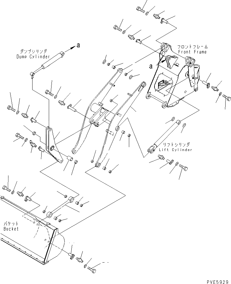 Схема запчастей Komatsu WA80-3-SW - РУКОЯТЬ И КОЛЕНЧАТЫЙ РЫЧАГ (С 4-Х СЕКЦИОНН. КЛАПАН И P.A.P.) РАБОЧЕЕ ОБОРУДОВАНИЕ