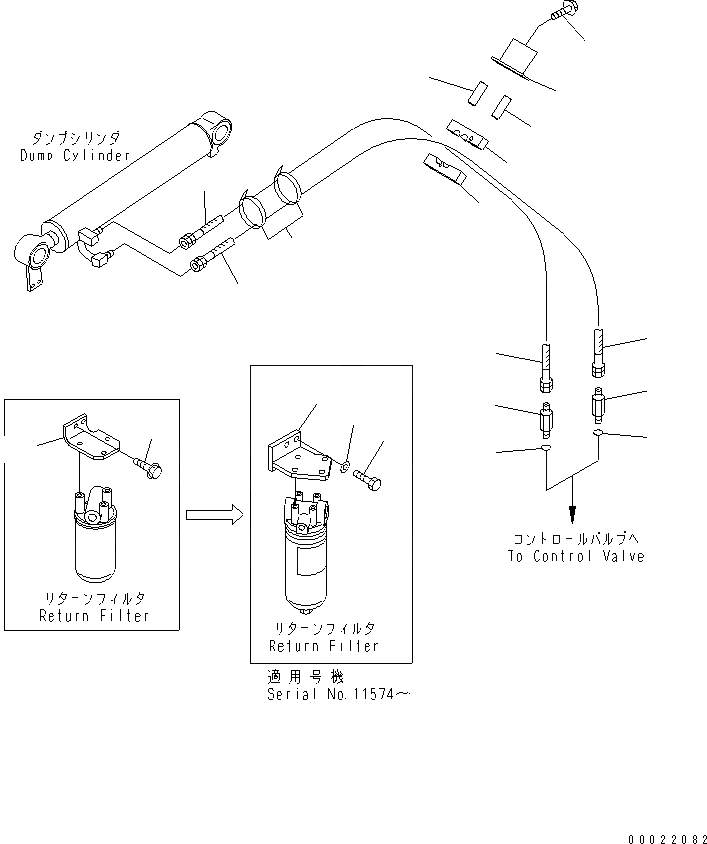 Схема запчастей Komatsu WA80-3-CB - ГИДРАВЛ ЛИНИЯ (ЛИНИЯ ГИДРОЦИЛИНДРА КОВША) (ДЛЯ СОЕДИНИТ. УСТР-ВО) ГИДРАВЛИКА