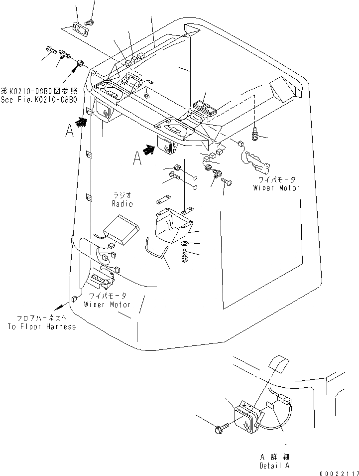 Схема запчастей Komatsu WA80-3-CB - КАБИНА (ЭЛЕКТРИКА)(№-) OPERATIORS ОБСТАНОВКА И СИСТЕМА УПРАВЛЕНИЯ