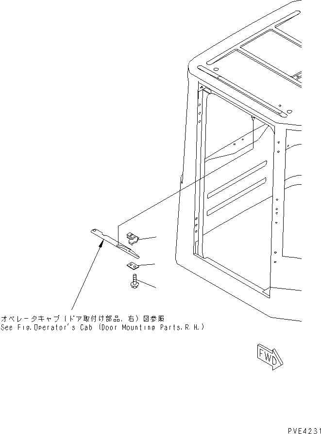 Схема запчастей Komatsu WA80-3-CB - КОНДИЦ. ВОЗДУХА (ПРАВ. ДВЕРЬ ПЛАСТИНА) OPERATIORS ОБСТАНОВКА И СИСТЕМА УПРАВЛЕНИЯ