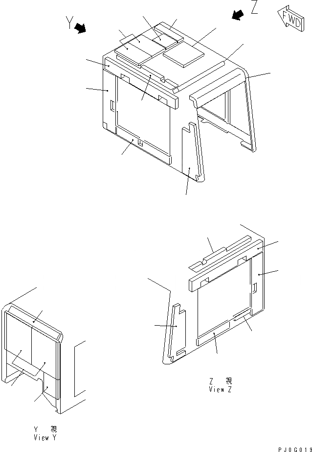 Схема запчастей Komatsu WA80-3-CB - КАПОТ (СНЕГОУБОРОЧН. СПЕЦ-Я.) ЧАСТИ КОРПУСА