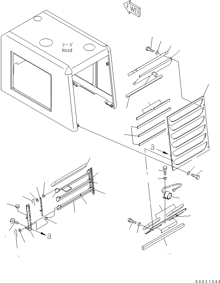 Схема запчастей Komatsu WA80-3-CB - ЗАЩИТА РАДИАТОРА(№-) ЧАСТИ КОРПУСА