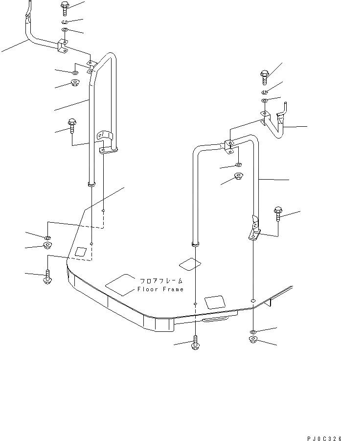 Схема запчастей Komatsu WA80-3-CB - ПОРУЧНИ(СПЕЦ-Я LIVESTOCK RAISING) ЧАСТИ КОРПУСА