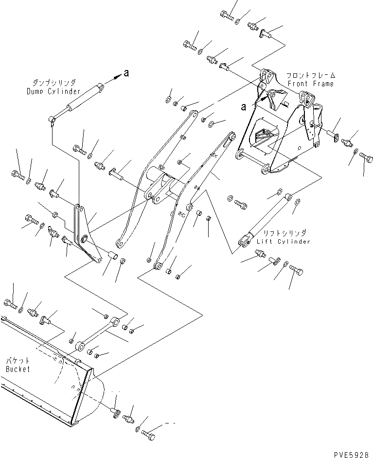 Схема запчастей Komatsu WA80-3-CB - РУКОЯТЬ И КОЛЕНЧАТЫЙ РЫЧАГ (С 3-Х СЕКЦИОНН. КЛАПАН И P.A.P.) РАБОЧЕЕ ОБОРУДОВАНИЕ