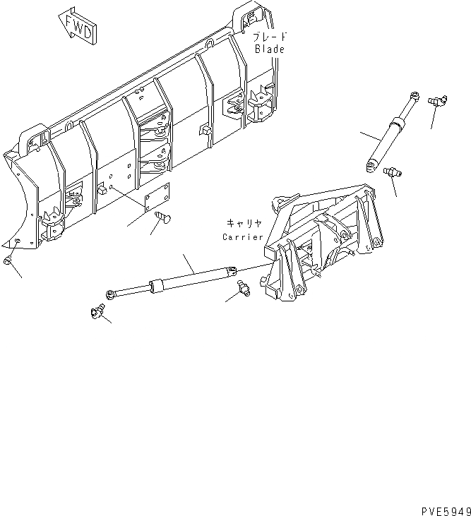 Схема запчастей Komatsu WA80-3-CB - P.A.P. (ТАБЛИЧКИ И ЦИЛИНДР НАКЛОНА) РАБОЧЕЕ ОБОРУДОВАНИЕ