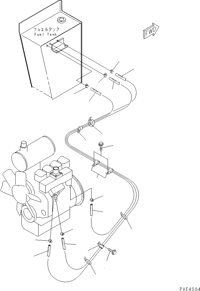 Схема запчастей Komatsu WA80-3-CN - ТОПЛИВН. ЛИНИЯ(№-) ТОПЛИВН. БАК. AND КОМПОНЕНТЫ