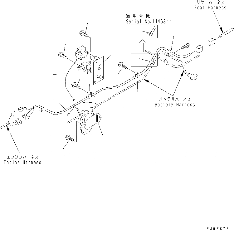 Схема запчастей Komatsu WA80-3-CN - ПРОВОДКА (ЗАДН. ЛИНИЯ)(№-) ЭЛЕКТРИКА
