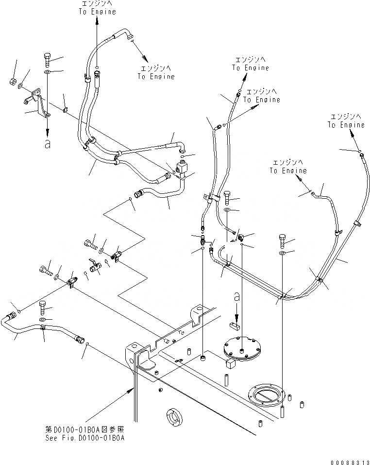 Схема запчастей Komatsu WA800-3E0 - ТОПЛИВН. БАК. (ТОПЛИВН. ЛИНИЯ)(№77-) ТОПЛИВН. БАК. AND КОМПОНЕНТЫ