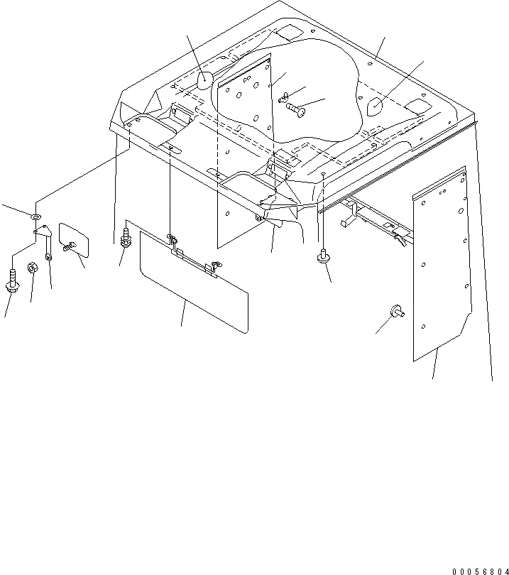 Схема запчастей Komatsu WA800-3E0 - КАБИНА (ВЕРХН. ЧАСТИ ИНТЕРЬЕРА И КРЫША ПОДУШКА)(№7-7) КАБИНА ОПЕРАТОРА И СИСТЕМА УПРАВЛЕНИЯ