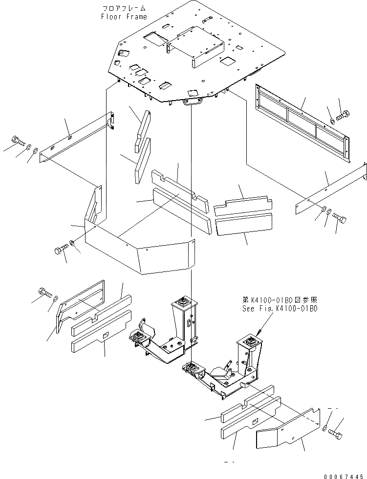 Схема запчастей Komatsu WA800-3E0 - ПОКРЫТИЕ ПОЛА(№7-) ЧАСТИ КОРПУСА